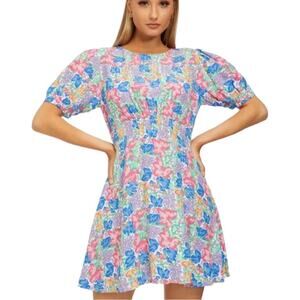 SALE! Faithfull the Brand Pastel Floral Fit and Flare Mini Dress